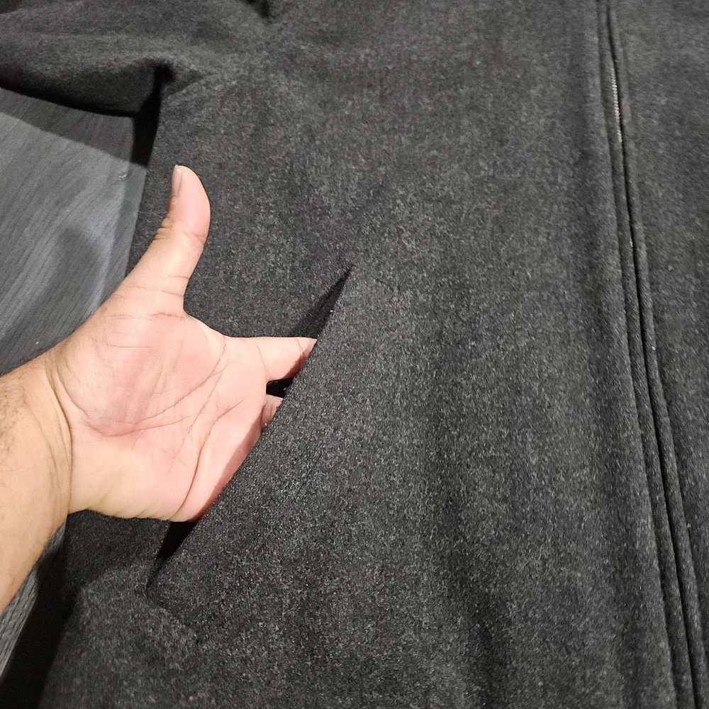 Vintage Polo Ralph Lauren Wool Bomber Jacket Men L Gray Pony Quilt Lined Y2K 90s